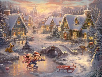 Mickey and Minnie Sweetheart Holiday TK Christmas Oil Paintings